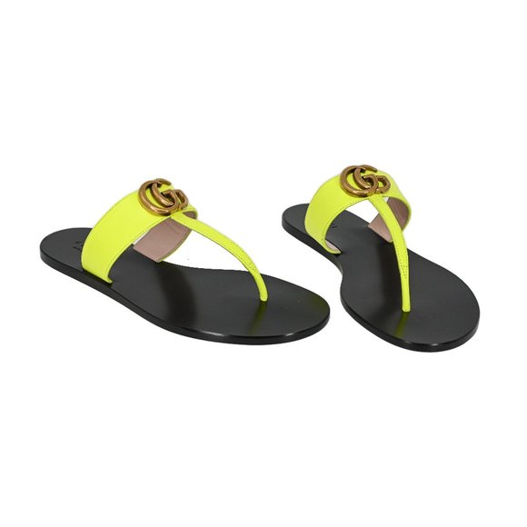 Gucci Shoes - Gucci GG Marmont Leather Thong Sandals